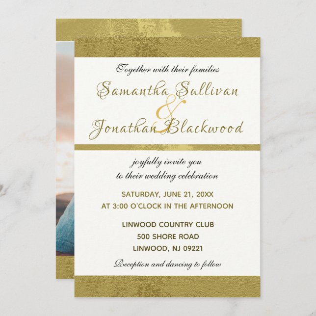 Modern Photo Elegant Script Wedding Invitation (Front/Back)