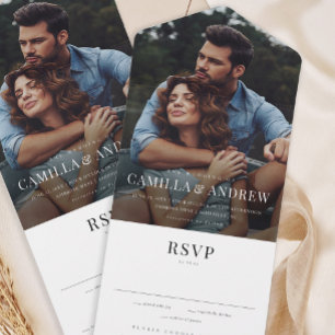Modern Photo Elegant Stylish RSVP Wedding All In One Invitation