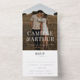 Modern Photo Elegant Stylish RSVP Wedding All In One Invitation