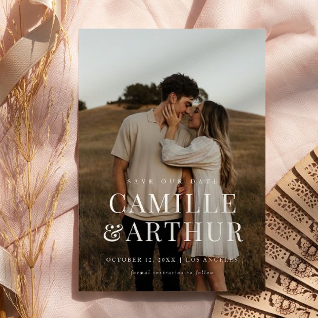 Modern Photo Elegant Stylish Wedding save the date Invitation (Creator Uploaded)