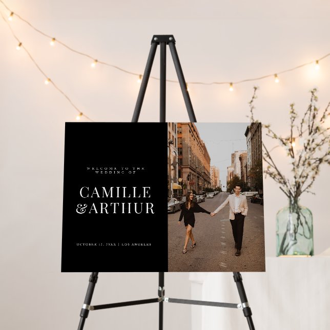 Modern Photo Elegant Stylish Wedding Welcome Sign (In Situ (Stand))