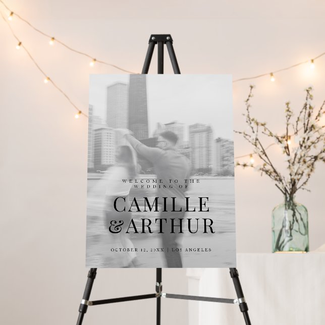 Modern Photo Elegant Stylish Wedding Welcome Sign (In Situ (Stand))