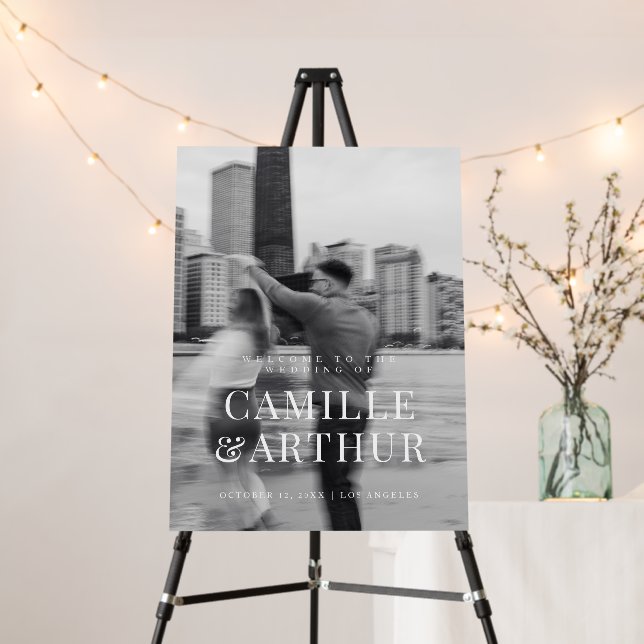 Modern Photo Elegant Stylish Wedding Welcome Sign (In Situ (Stand))