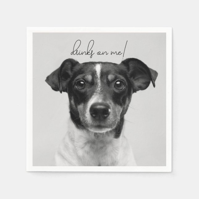Modern Photo Elegant Thank You Dog Pet Wedding Napkins (Front)