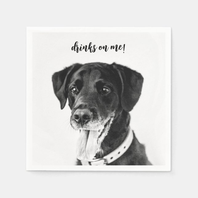 Modern Photo Elegant Thank You Dog Pet Wedding Napkins (Front)