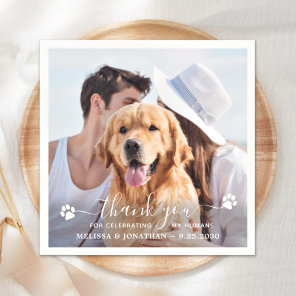 Modern Photo Elegant Thank You Dog Pet Wedding Napkins