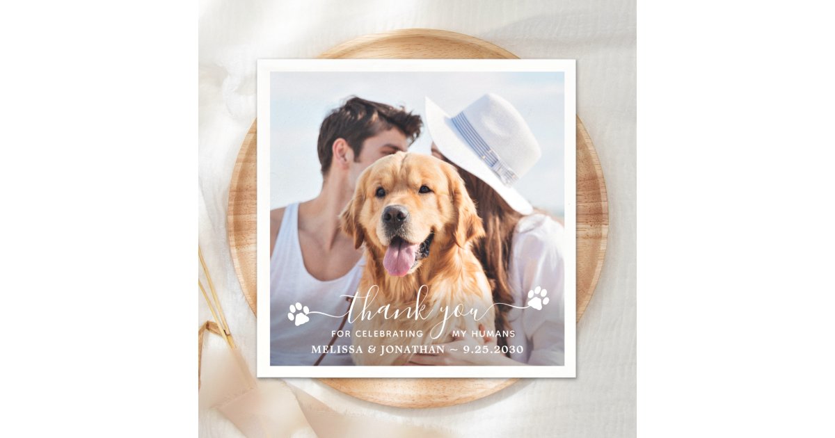 Modern Photo Elegant Thank You Dog Pet Wedding Napkins | Zazzle