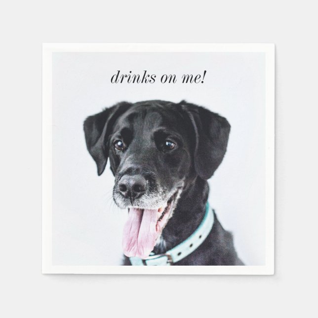 Modern Photo Elegant Thank You Dog Pet Wedding Napkins (Front)