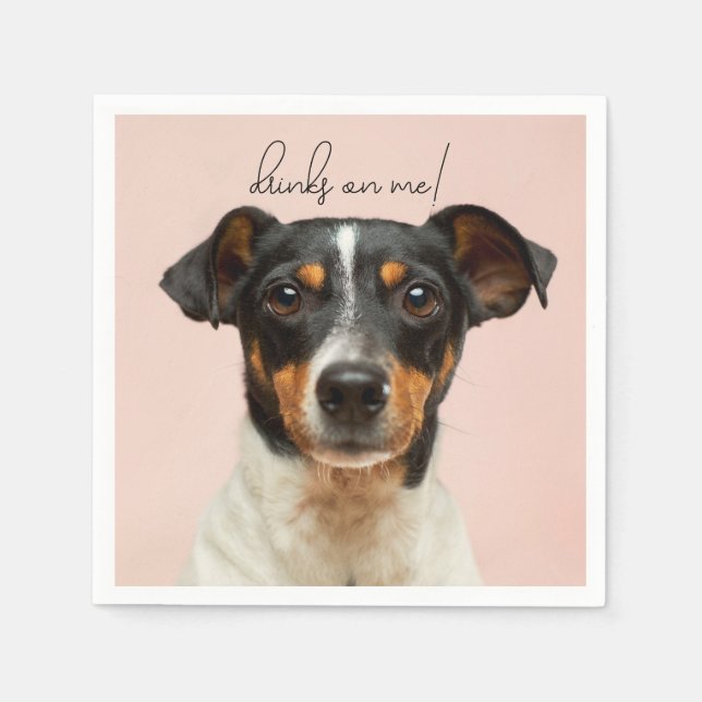 Modern Photo Elegant Thank You Dog Pet Wedding Napkins (Front)