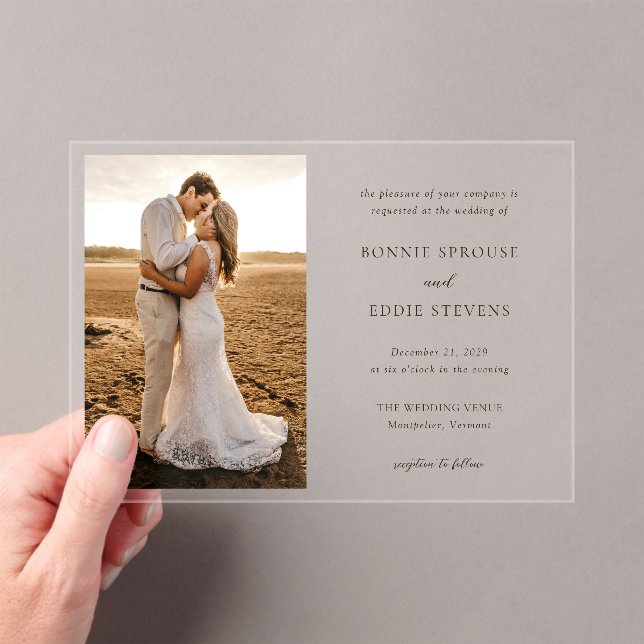 Modern Photo Elegant Wedding Acrylic Invitations (Insitu (Handheld))