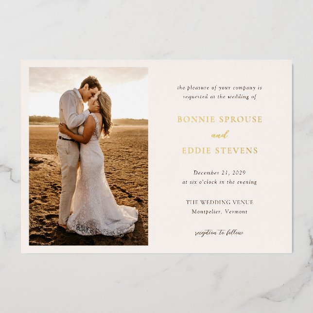 Modern Photo Elegant Wedding Foil Invitation (Front)