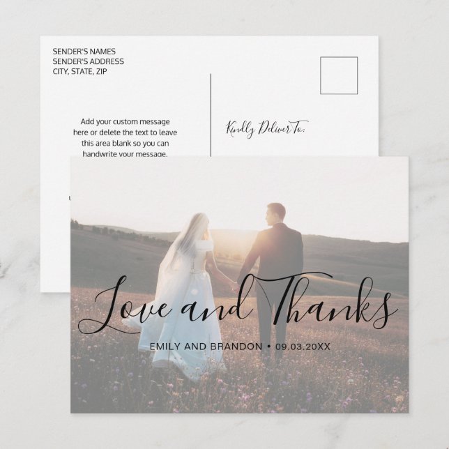 Modern Photo Elegant Wedding Postcard (Front/Back)