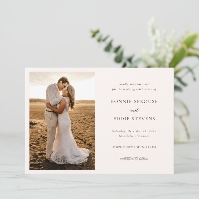 Modern Photo Elegant Wedding Save The Date (Standing Front)