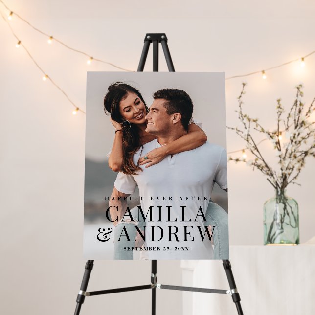Modern Photo Elegant Wedding Welcome Foam Board (In Situ (Stand))