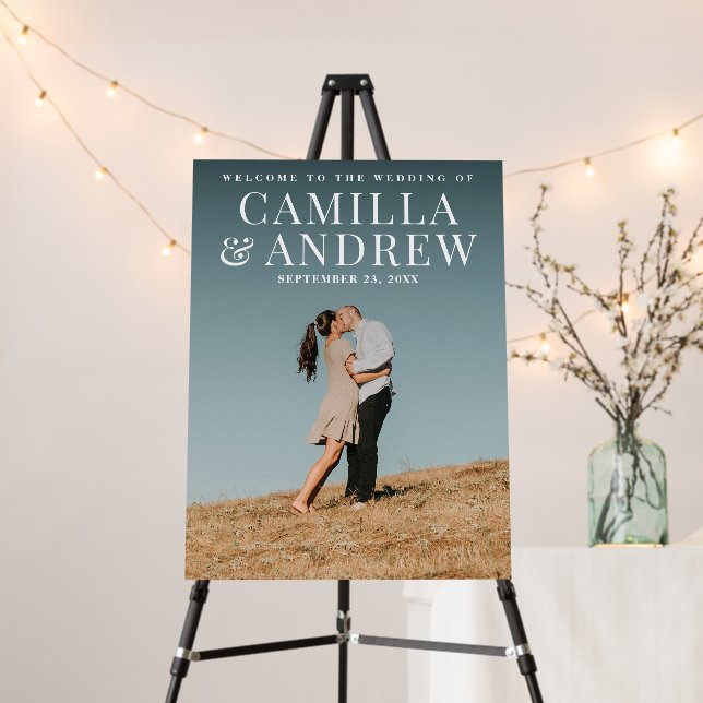 Modern Photo Elegant Wedding Welcome Foam Board (In Situ (Stand))