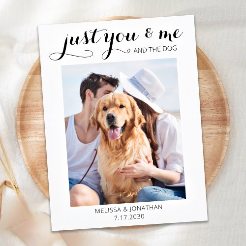 Modern Photo Elopement Just Married Dog Wedding Announcement Postcard