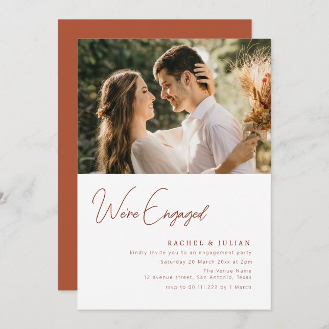 modern photo engagement invitation (Front/Back)
