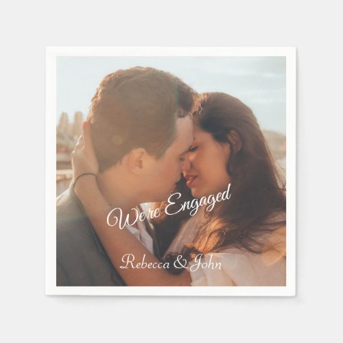 Modern Photo Engagement Party Paper Napkin