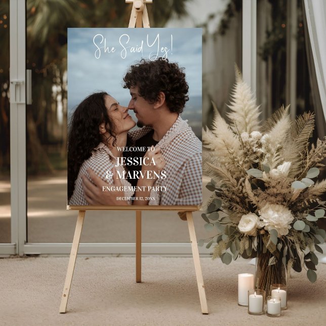 Modern Photo Engagement party welcome sign  (Creator Uploaded)