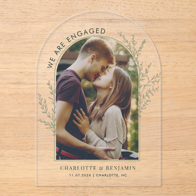 Modern Photo Engagement Save the Date Acrylic Invitations (Front)