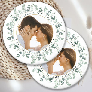 Modern Photo Eucalyptus Personalized Wedding Magnet