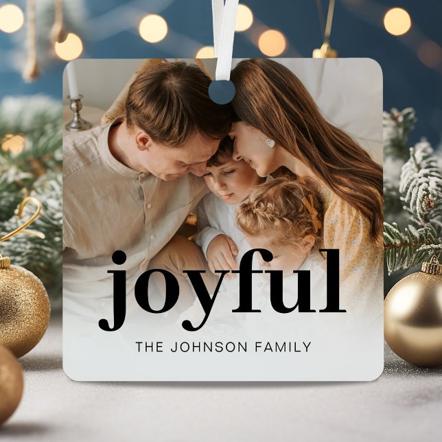 Modern Photo Family Christmas Metal Ornament (Creator Uploaded)