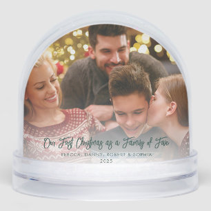 Modern Photo Family First Christmas as a Family Snow Globe