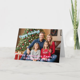 Modern Photo Family Happy Holidays  Personalize Card
