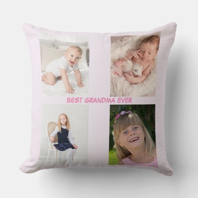 Modern Photo Family Mothers Day Throw Pillow (Front)