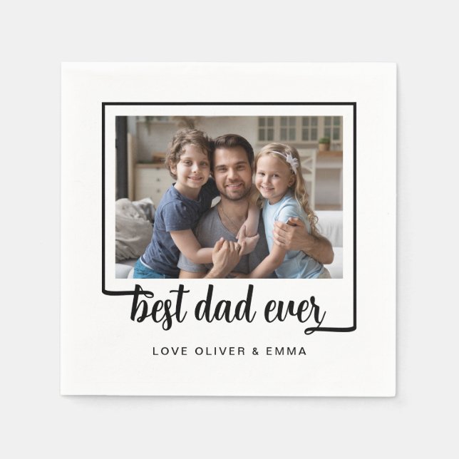 Modern Photo Father's Day Napkins (Front)