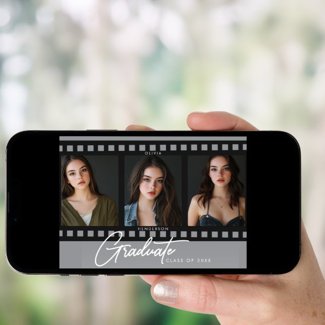 Modern Photo Film Frames Graduation Announcement (Front Digital)