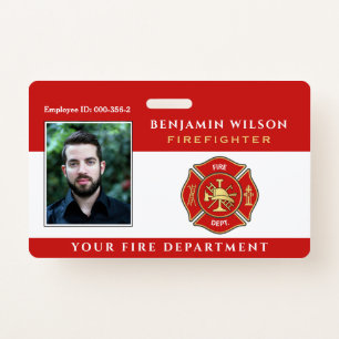 Modern Photo Firefighter ID Badge