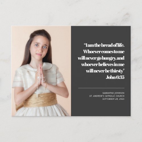 Modern Photo First Holy Communion Quote Invitation Postcard