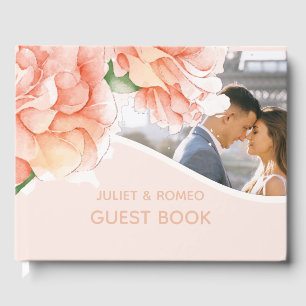 Modern Photo Floral Elegant Wedding Guest Book