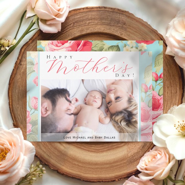 Modern Photo Floral Happy Mother's Day Card (Modern Photo Floral Happy Mother's Day Card)
