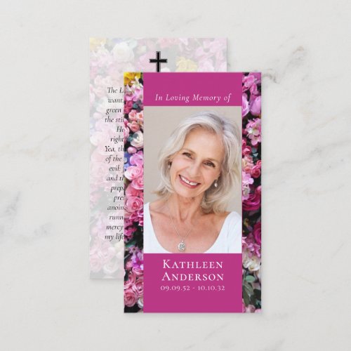 Modern Photo Floral Memorial Prayer Card