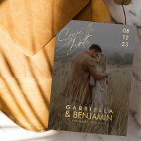 Modern Photo Foil Wedding Save The Date Card