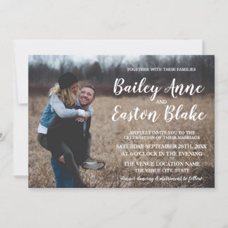 Modern Photo Forest Woods Natural Wedding Invitation