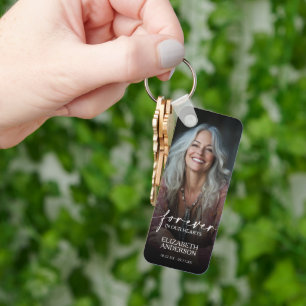 Modern Photo Forever in our Hearts Memorial Keychain