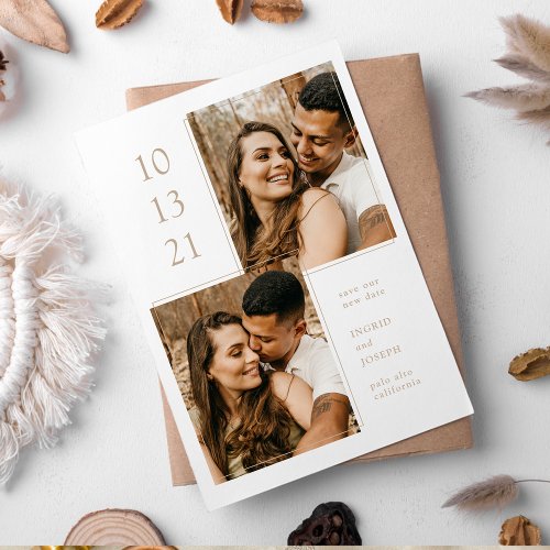 Modern Photo Frame Flat Save The Date Card