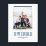 Modern Photo Frame Happy Hanukkah Holiday Postcard<br><div class="desc">Happy Hanukkah! Send Hanukkah wishes to family and friends with this customizable modern Hanukkah postcard. It features modern typography and a simple photo frame. Personalize by adding names and a photo. This simple Happy Hanukkah postcard is available on other cardstock.</div>