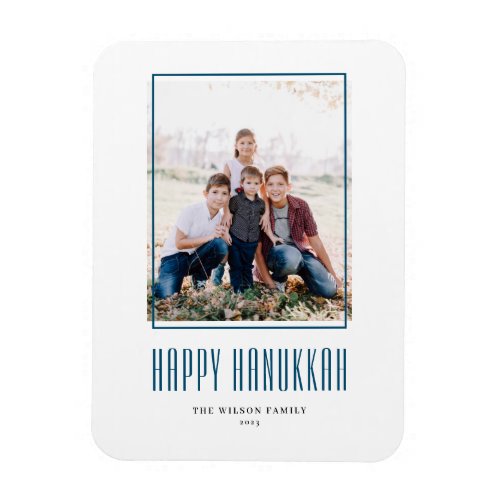 Modern Photo Frame Happy Hanukkah Magnet