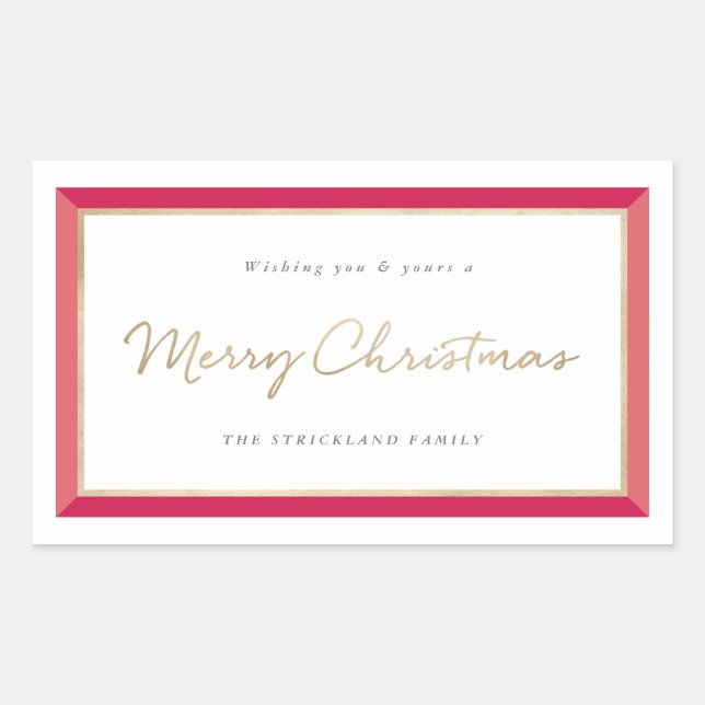 Modern Photo Frame Merry Christmas Label (Front)
