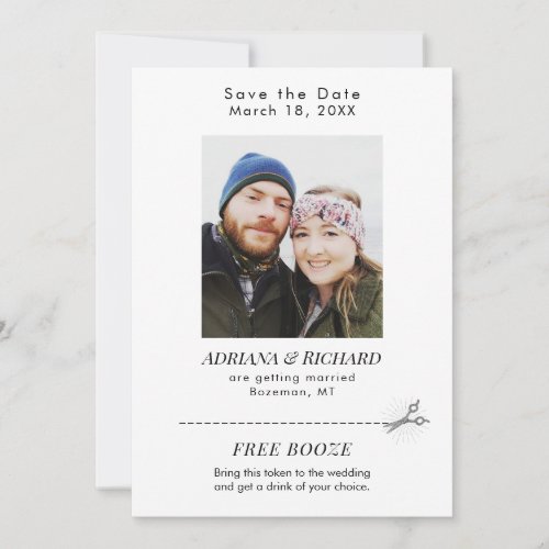 Modern Photo Free Booze Coupon Wedding  Save The Date