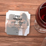 Modern Photo Free Drinks Wedding Save The Date Paper Coaster at Zazzle