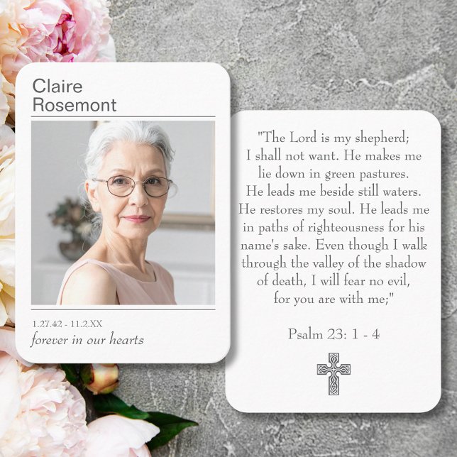 Modern Photo Funeral Cross Psalm 23 Prayer Card (Modern Photo Funeral Cross Psalm 23 Prayer Card
)