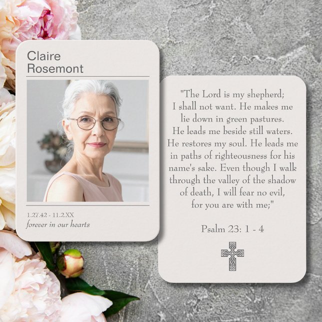 Modern Photo Funeral Cross Psalm 23 Prayer Card (Modern Photo Funeral Cross Psalm 23 Prayer Card
)