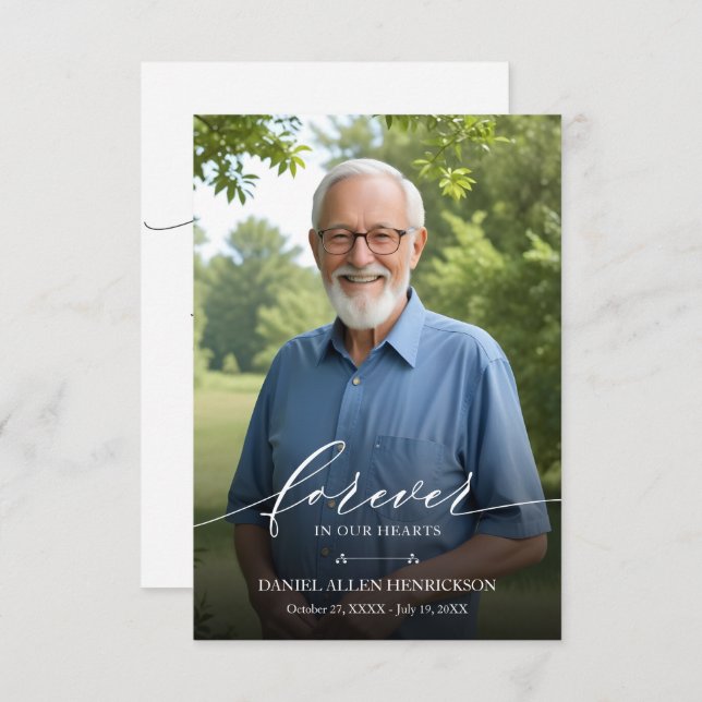 Modern Photo Funeral Memorial Sympathy Thank You Card (Front/Back)