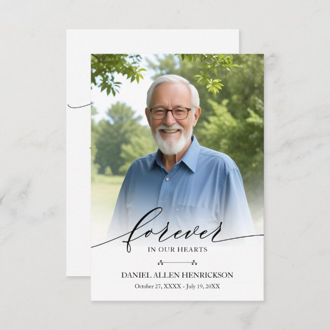 Modern Photo Funeral Memorial Sympathy Thank You Card (Front/Back)