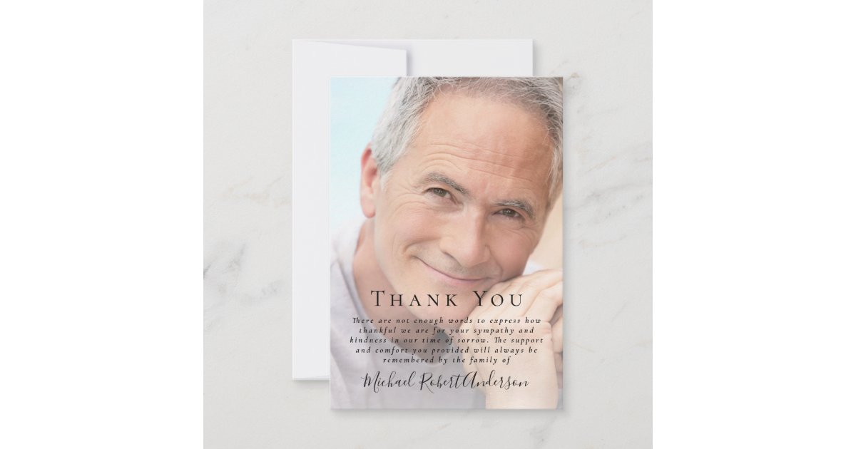 Modern Photo Funeral Thank You Card | Zazzle